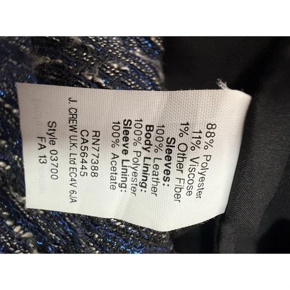 Madewell Womens Blue Heather Black Colorblock Full Zip Leather‎ Bomber Jacket XS - Picture 6 of 9